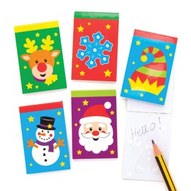 Baker Ross AX593 Christmas Mini Notebooks - Pack of 15, Drawing Pads for Kids, Ideal Party Bag Filler