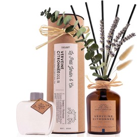Reed Diffusers - Oil Sticks Diffuser Set with Real Dried Flowers - Reed Diffusers for Home, Bathroom & Office | Air Freshener Fragrance Sticks for Shelf Decor & Gifts by Le Petit Jardin & Co.
