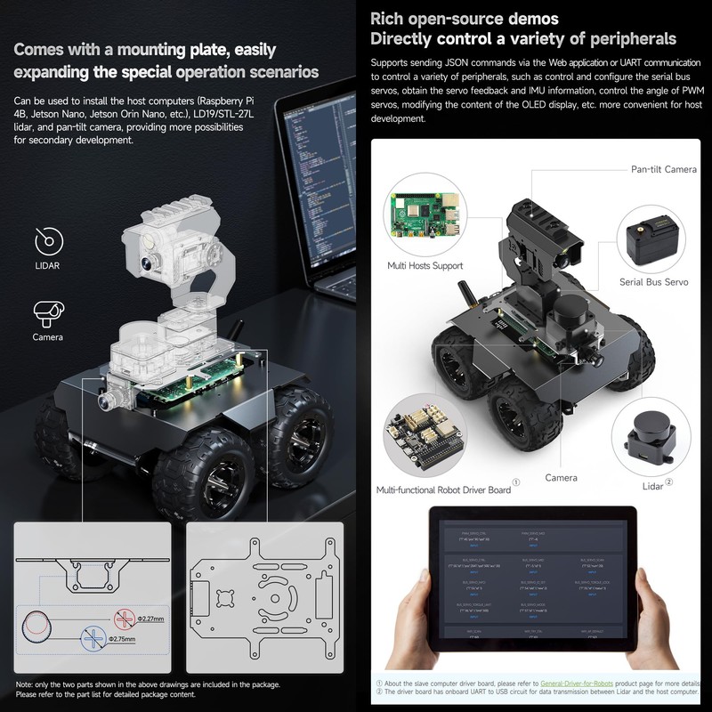 Waveshare Wave Rover Flexible and Expandable 4WD Mobile Robot Chassis,