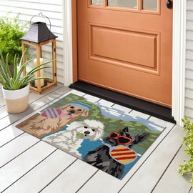 Liora Manne FrontPorch Indoor/Outdoor Hand Tufted Durable Area Rug - Transitional Pet Sports Decorative (Pickled Pups Multi) (2' x 3')