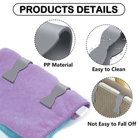 Wbgraceful 10Pcs Towel Clips for Kitchen, Hand Towel Clips Towel Clamps, Keeps Towel from Falling, Kitchen Clips Chair Towel Clips for Kitchen, Oven Handle, Bathroom Towel Rack, Dishwasher(Grey)