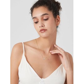 Moissanite Heart Marquise Diamond Dainty Womens Cute Gold Necklace 925 Sterling Silver Pendant Chain