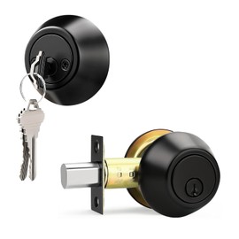 Gobrico Black Keyed Alike Double Cylinder Deadbolts Door Locks Round Keyed Both Sides Combo Door Locksets with Same Key for Exterior or Interior Doors 6 Pack