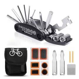 Eowppue Bike Repair Tool Set, 16-in-1 Multi-Function Mechanic Kit with Tyre Levers, Essential Mountain Bike Accessories, Gift for Cycling Enthusiasts