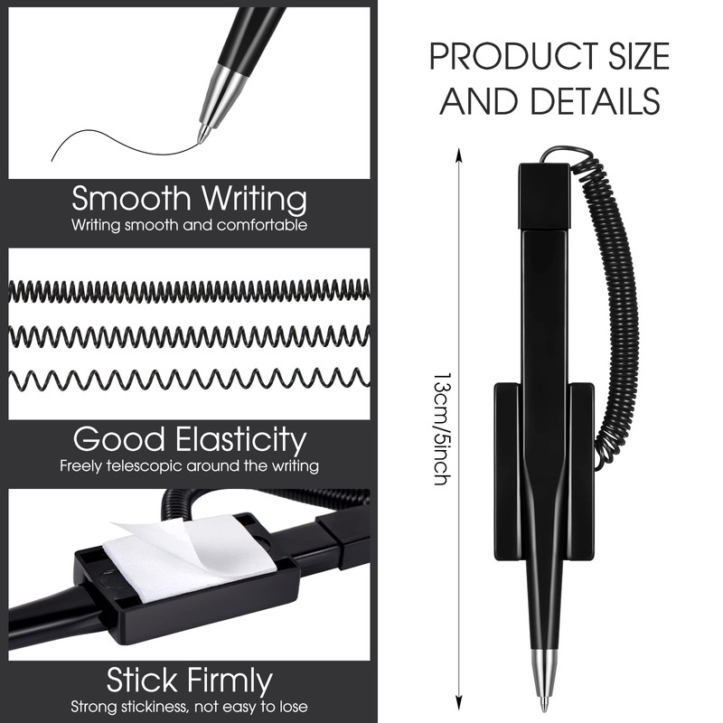 Teling 100 Pieces Secure Counter Pens with Chain Holder Desk