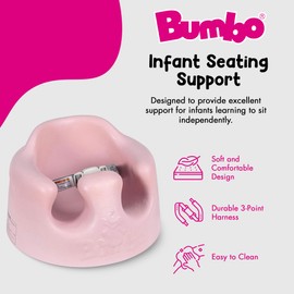Bumbo Baby Infant Soft Foam Comfortable Support Wide Floor Seat with 3 Point Adjustable Harness for Ages 3 to 12 Months, Cradle Pink