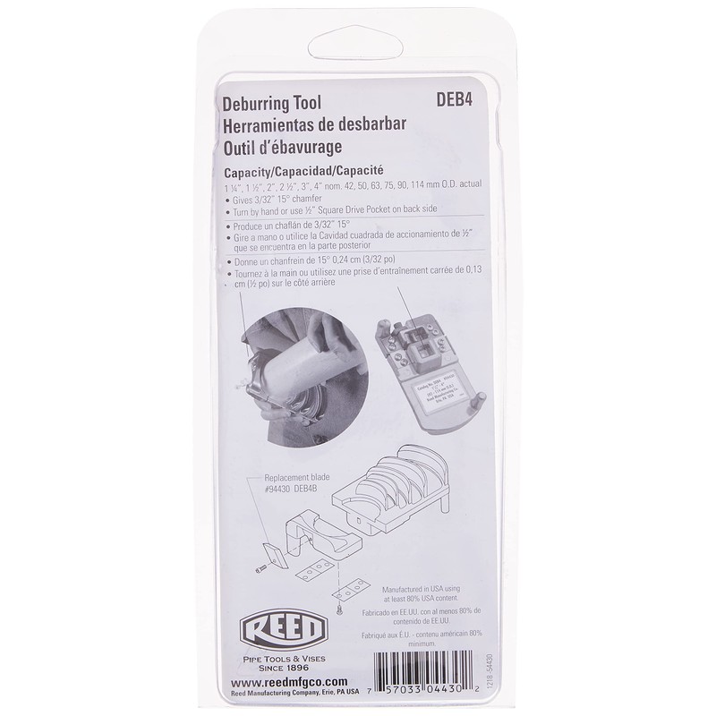 Reed Tool DEB4 Deburring Tool for Plastic, 1-1/4 to 4-Inch