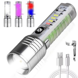 Linternas LED recargables, Superbrillante Lampara de Mano con Zoom & 8 Modos de Luz, Linterna Impermeable, Adecuada para Senderismo, Caza, Camping, Emergenciaalto
