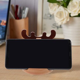 SEWACC Cute Deer Phone Holder Wooden Phone Stand for Desk Adorable Design Suitable for Home Office Travel and More