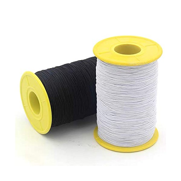 Anjiyoyo 2 PCS 0.5mm White and Black Elastic Thread 547