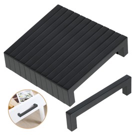 Flearitzo Pack of 12 Furniture Handles, 128 mm, Hole Spacing, Kitchen Handles, Cabinet Handles, Drawer Handles, Furniture Handles, Kitchen Square Handles, Stainless Steel, Black