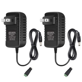 12V 2A LED Power Supply, 24W AC Adapter, 100-240V AC to 12V DC Transformer, 12 Volt Power Supply for LED Strip Lights, Wall Plug Adapter with 5.5/2.1 DC Female Connector (2 Pack)