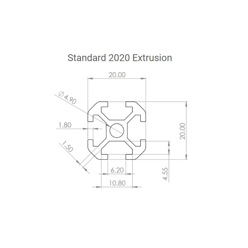 XBEAMS 450mm 10pcs Rigid Lightweight Plastic T Slot 2020 Extrusion