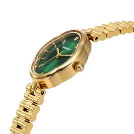 BERNY Gold Watch for Women Delicate Ladies Quartz Watch 3ATM Waterproof Fashion Female Watch Luxury Bracelet Watches Ideal Gift for Girls, Green, vintage