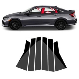6pcs Black Car Window Center Pillar Stickers for Honda Civic Sedan(2016-2021) Car Window Moldings Trim Protect The Center Pillar Prevent Scratches Car Tuning Accessories