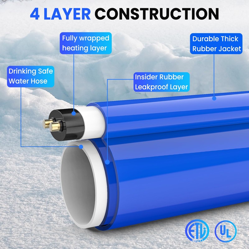 RVSNAIL 50FT Heated Water Hose for RV, Heated Drinking Water