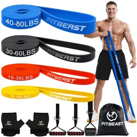 FitBeast Resistance Bands Set, Resistance Band Kit with Gloves, Door Anchor, Handles & Carry Bag for Strength Training, Calisthenics, Yoga, Mobility & Home Training