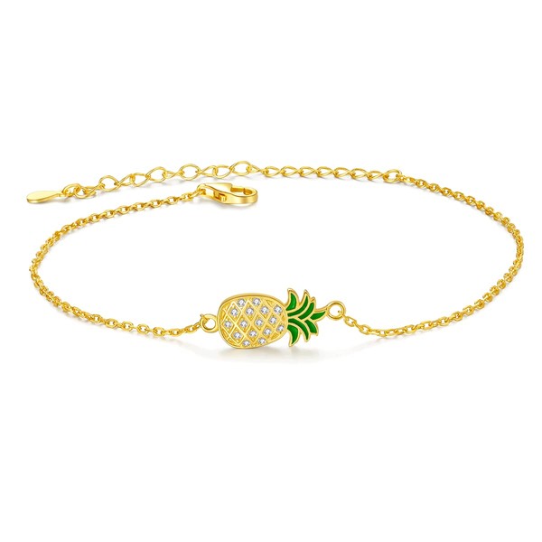 LINSTER Pineapple Chain/Pineapple Earrings/Pineapple Anklet Women's 925 Sterling Silver 14K