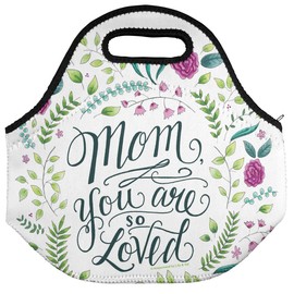 Lily & Val Mom Your Are So Loved Soft Neoprene Lunch Bag, Lightweight, Insulated, Reusable for School, Work, Office