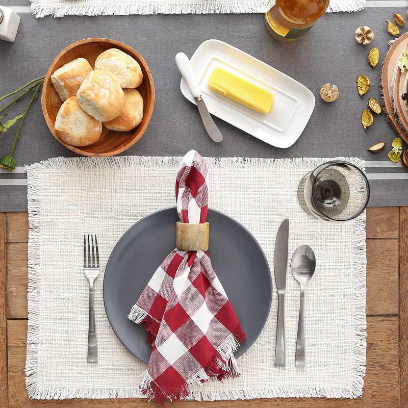 DII Linen Tabletop Collection Machine Washable, Placemat Set, 14.5x20.5, Cream,