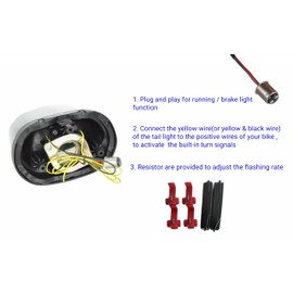 For Suzuki 04-05 Boulevard,Marauder,Intruder VZ1600; 97-04 VZ800 Marauder,99-00 Katana GSX1200/ GSX750; LED Rear Lamp Brake Tail Light Integrated Turn Signal (Smoke, Style 3 Sequential LED Flash)