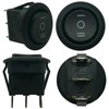 4 Pack Black Non-Illuminated Latching Down/Off/ON Round Rocker Switches -