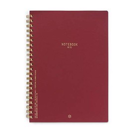 DesignWorks Ink 8.25" x 11.6" Burgundy Textured Paper Twin Wire Spiral No. 1 Notebook Journal with 160 Lined Pages for Work, Writing, Journaling