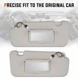 YOUXMOTO Grey Sun Visor for Nissan Murano 2009 2010 2011 2012 2013 2014, Left Driver and Right Passenger Side, Replaces# 96401-1AA1B 96400-1AA1B, with Vanity Mirror & Light 1 Pair