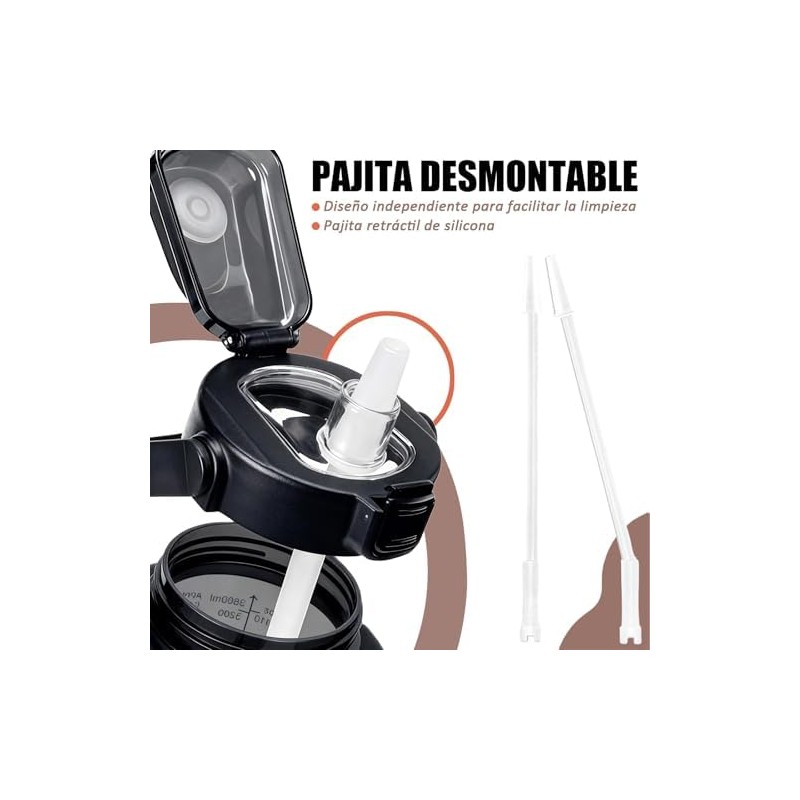 Botella de Agua Deportiva 2L para Gimnasio con Funda y