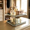 GIMORRTO Mirrored Display Riser with Rhinestone Trim, Two-Tier Square Stand,