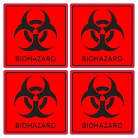 pubblimania BIOHAZARD Sticker Square for Outdoor Use - Indoor (4 Biohazard Stickers)