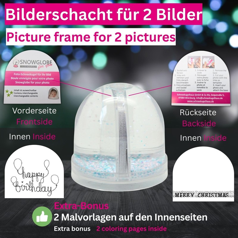 50007 Snow globe photo with base black with snow