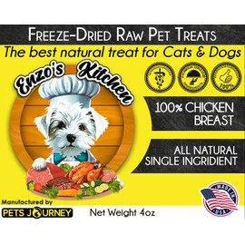 Pets Journey Freeze-Dried Chicken Breast Treats for Dogs & Cats, 4oz, Single Ingredient