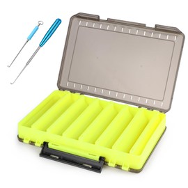 CYUaoao Bait Box Double-Sided Fishing Box Transparent Fish Bait Box with 2 Hoe Remover Bait Boxes Fishing 27 x 19 x 4.5 cm Plastic Fishing Accessories