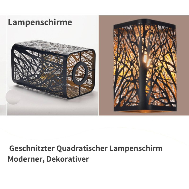 Ceiling Pendant Shade,Tree Shadow Lamp Shade,Iron Lampshade Hollow Carving Square