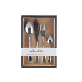 APOLLO Stainless Steel Martele Cutlery Set, Set of 16, Silver, 4024