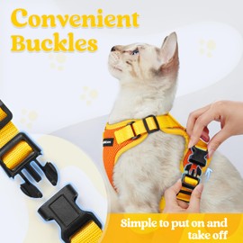 rabbitgoo Cat Harness and Leash Set, Escape Proof Soft Adjustable Vest Harnesses for Outdoor Walking, Easy Control Breathable Kitten Jacket with Reflective Strips, Orange & Yellow, XXS