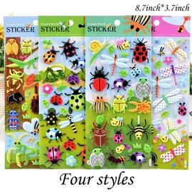 Cute Insect Sticker Set for Children, Suitable for Preschool Classroom Supplies, 3D Simulation Effect Suitable for Scrapbooks, Water Bottles, Envelopes, Laptops, Interesting Insect Designs