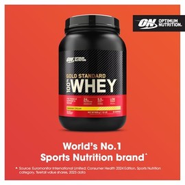 Optimum Nutrition Optimum Nutrition Gold Standard 100% Whey Muscle Building and Recovery Protein Powder With Naturally Occurring Glutamine and BCAA Amino Acids, Banana Cream Flavour, 30 Servings, 900 g