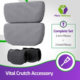 Premium Crutches Padding for Crutches - Under Arm Crutch Padding Crutch Cushions - Gray Pads - Fits Standard Crutches