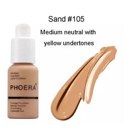 Phoera® Full Coverage Foundation Soft Matte Oil Control Concealer 30ml Flawless Cream Smooth Long Lasting aq (105 SAND)