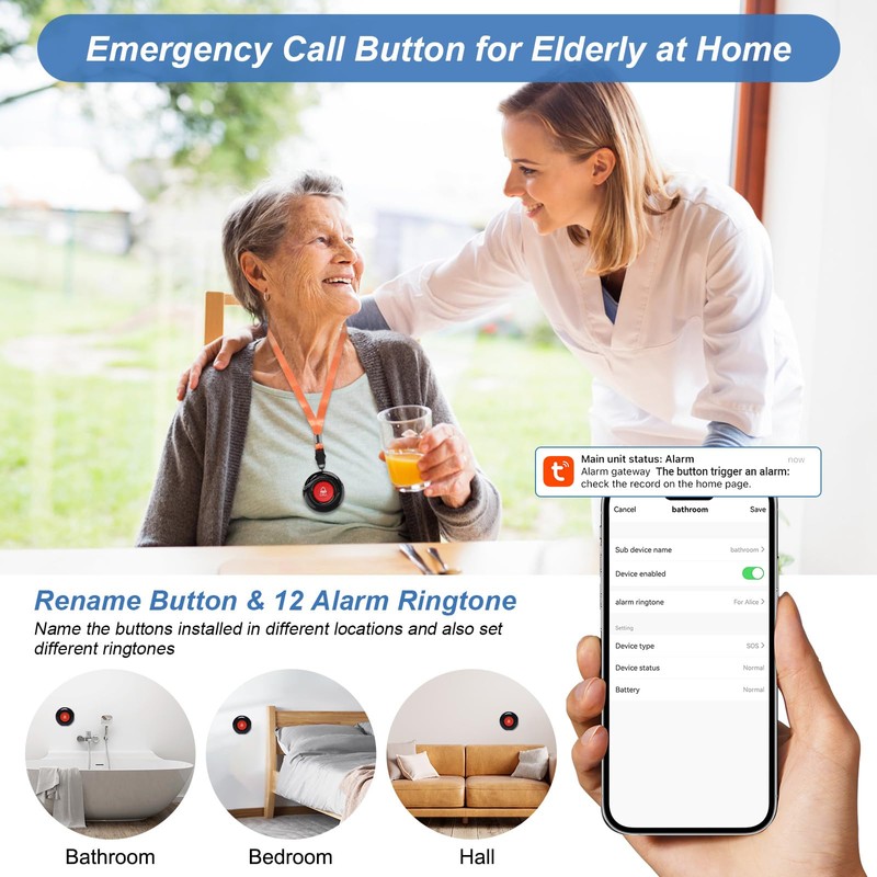 WiFi Caregiver Pager System Life Alert Systems for Seniors No