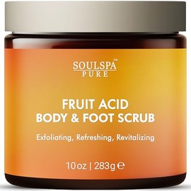 Exfoliante corporal refrescante y exfoliante para pies con ácidos de frutas para una piel radiante, 10 oz
