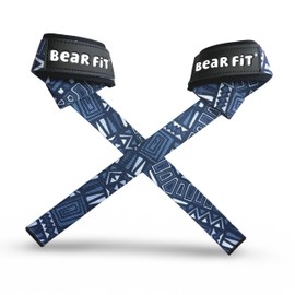 Bear Fit | Premium Weight Lifting Straps with Neoprene Wrist Padding | Heavy-Duty Gym Accessories for Deadlifts, Pull-Ups, Rows & Strength Training (Arctic Maze)