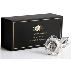 BESZONE Tin Rose 10th Anniversary for Her Gift - Tin Gift 10 Year Wedding Anniversary for Wife Couples, Solid Pure Casted Everlasting Rose Tenth Decoration Aluminum for Him