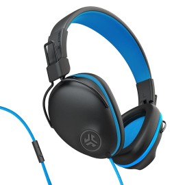 JLab Kids Blue Headphones with Hearing Protection for Ages 8 Over Ear Comfort
