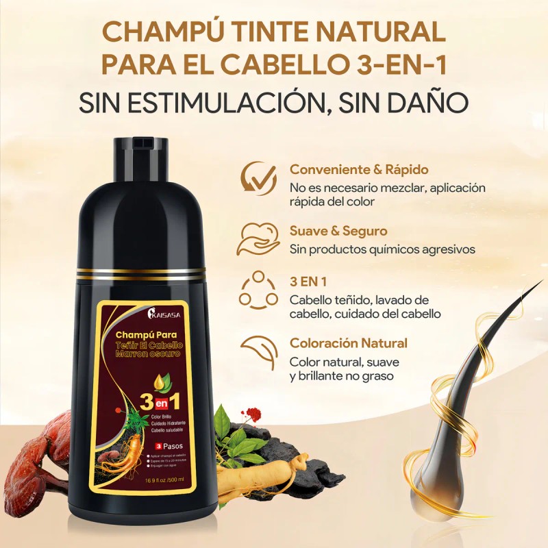 Kaisasa Champú Para Tinte De Cabello Castaño Oscuro 3 En