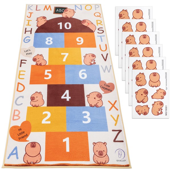OVALLEY Kids Hopscotch Rug - Indoor, Game Mat with Numbers