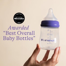 Lansinoh Anti-Colic Baby Bottles for Breastfeeding Babies, 5 Ounces, 3 Count, Includes 3 Slow Flow Nipples, Size S