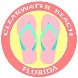 Athena Brands Flip Flops Clearwater Beach Florida - Car Truck Window Bumper Sticker Decal - Lobster Claw Red